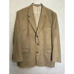 FIORAVANTI SOFT Vintage Men Suede Tan Suit Blazer Jacket Sports Coat Sz 48 Long